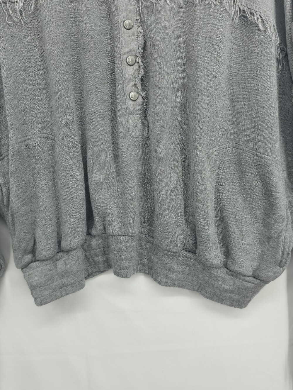 Free People Movement Windy Meadow Hoodie Heather Gray Frayed Oversized Large - Picture 8 of 15